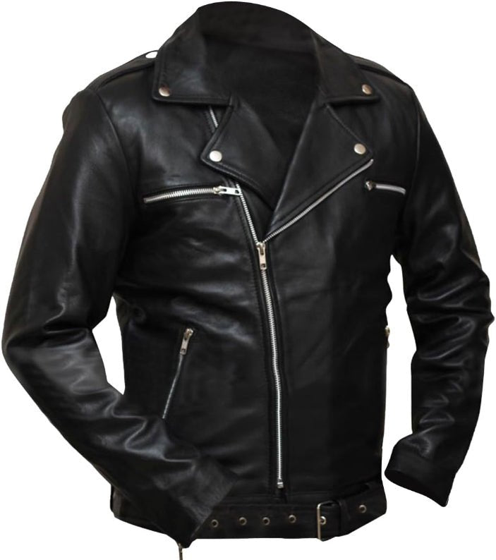 Men's Asymmetrical Biker Leather Jacket - JacketSuiting