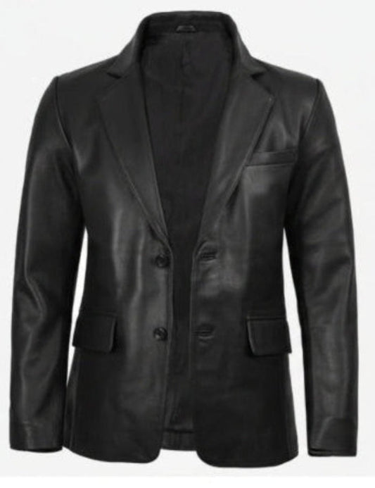 Men's Two Button Professional Leather Blazer - JacketSuiting