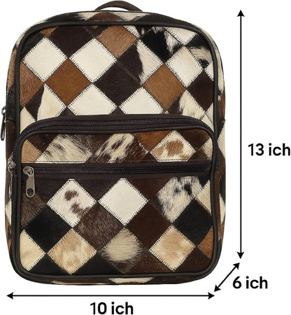 Patchwork Cowhide Mini Backpack, Hair - On Leather, Multi - Color Diamond Pattern - JacketSuiting
