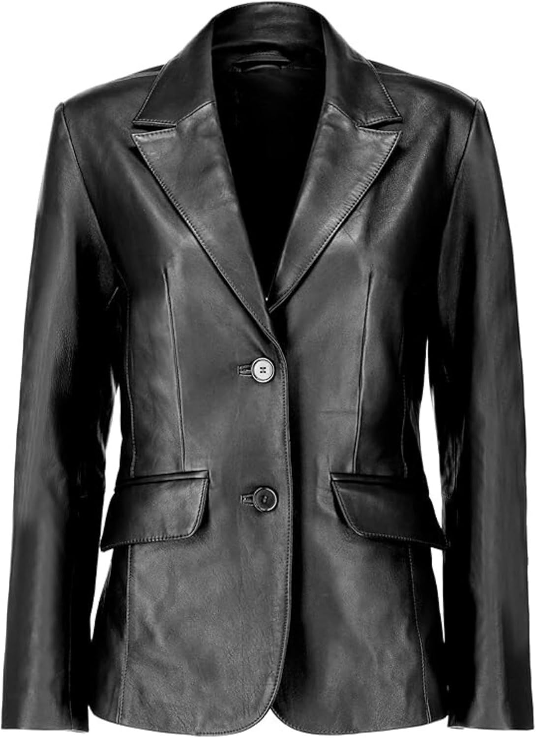 Women's Two Button Professional Leather Blazer - JacketSuiting