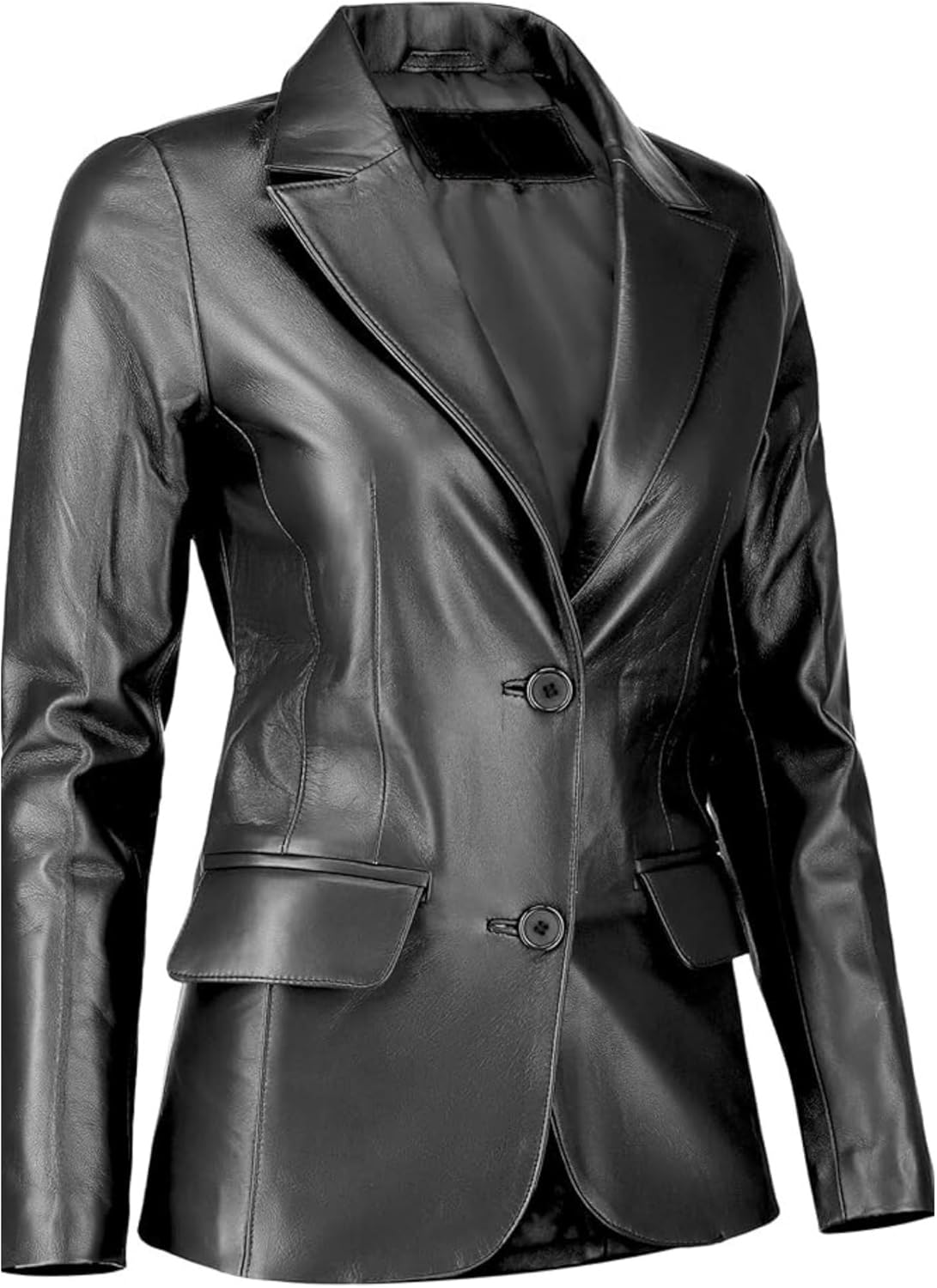 Women's Two Button Professional Leather Blazer - JacketSuiting
