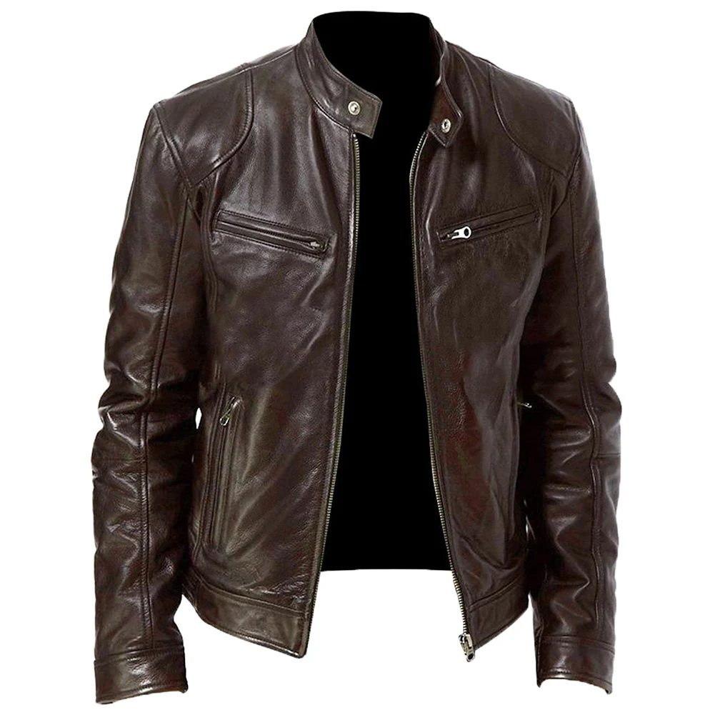 brown leather jacket